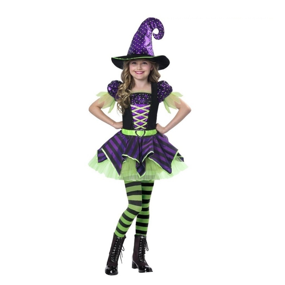 Girls Pretty Potion Purple and Black Kids Halloween Costume Dress in Size L